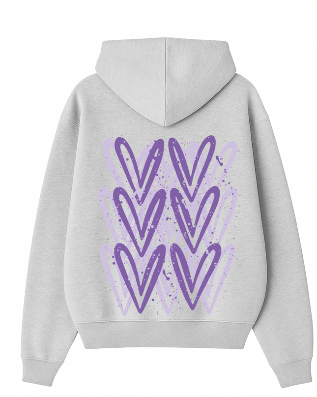 Lilac Heart Printed Hoodie Kids
