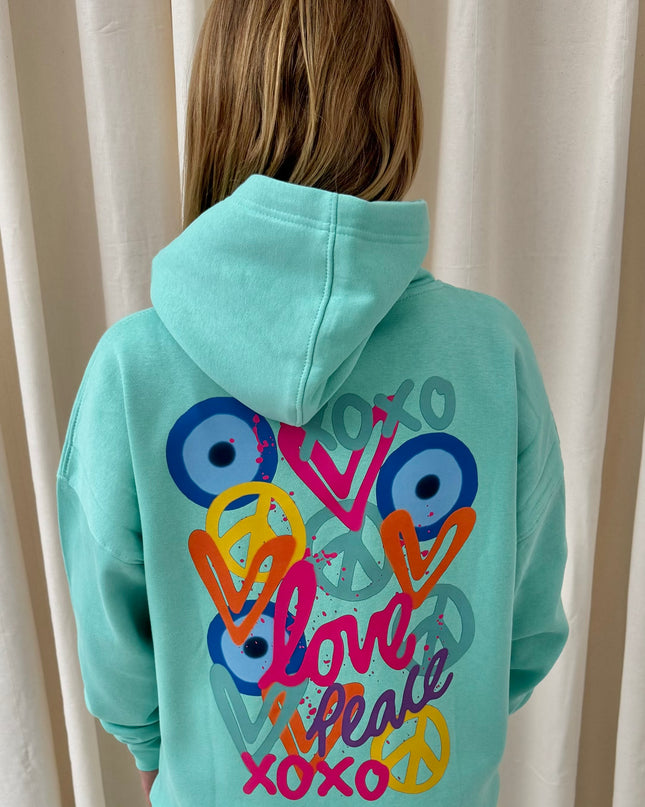 XOXO Graffiti Hoodie Mint Green