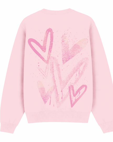 Pink Scatter Heart Printed Sweatshirt Adults
