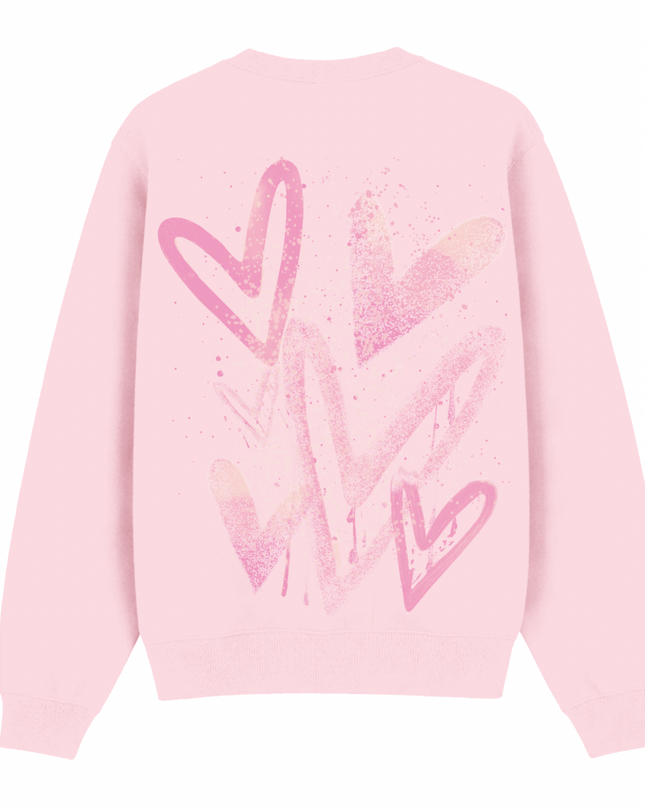 Pink Scatter Heart Printed Sweatshirt Kids