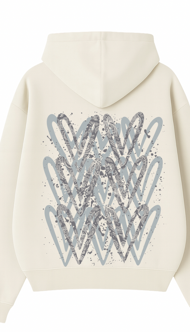 Grey Paisley Heart Printed Hoodie – additional view