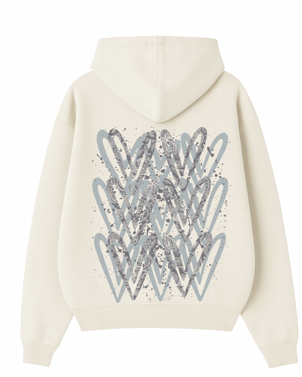 Grey Paisley Heart Printed Hoodie Adults