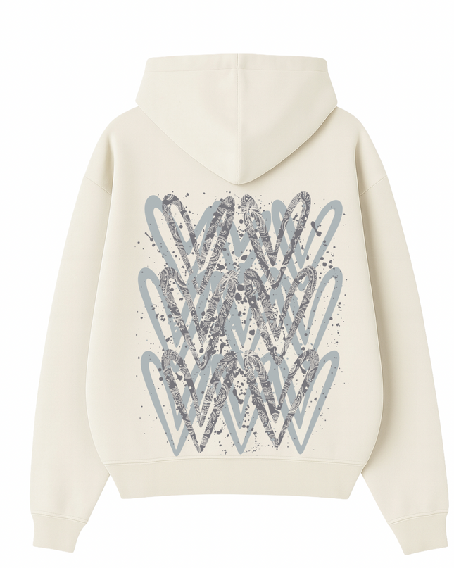 Grey Paisley Heart Printed  Hoodie Kids