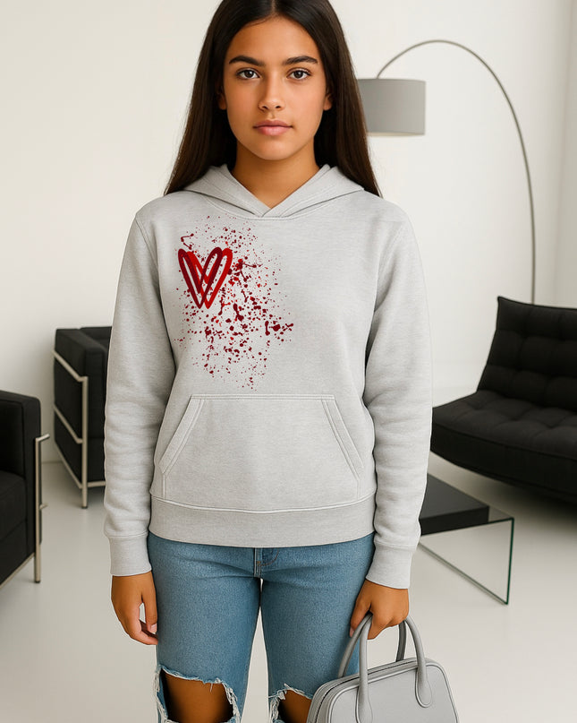 Red Heart Printed Hoodie
