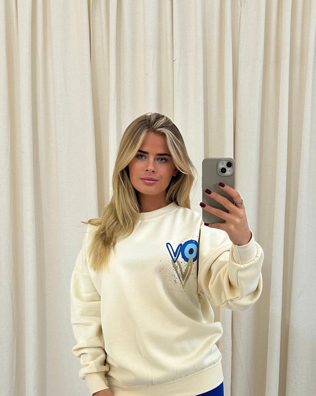 Gold Heart Evil Eye Printed Sweatshirt Adults