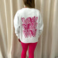 Hot Pink Candy Cane Heart Graffiti Sweatshirt Legging Set White