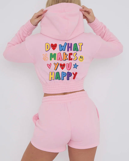 Do What Makes You Happy Printed Short Set
