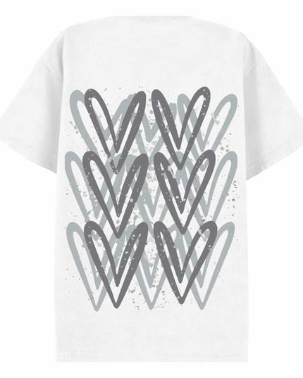 Grey Heart Printed T-shirt Adult