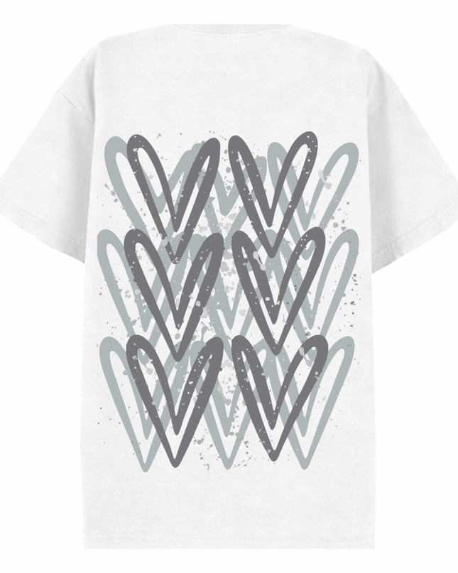 Grey Heart Printed T-shirt Adult
