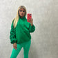Ruched Hoodie Green
