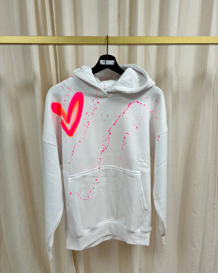 Neon Hearts Spray Painted Hoodie Adults