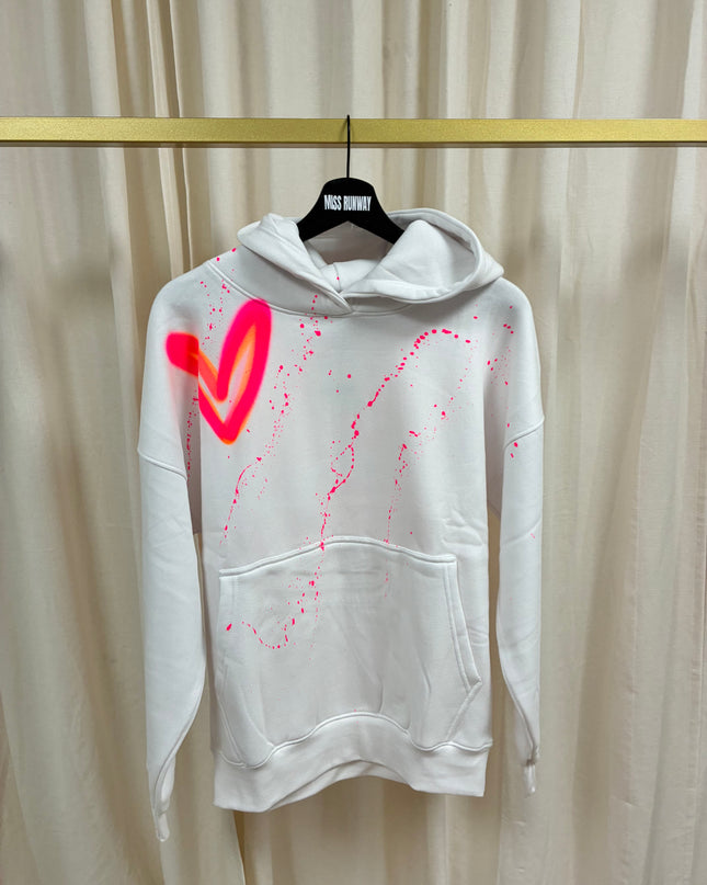 Neon Hearts Spray Painted Hoodie Adults