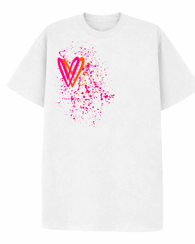Neon Heart Printed T-shirt Adult