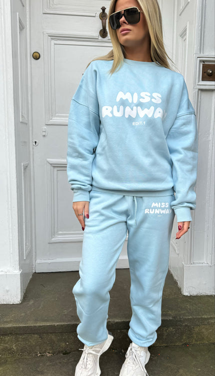 Miss Runway Edit 1 Oversized Sweatshirt Tracksuit Blue/White