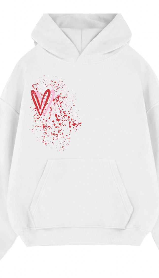 Pink/Red Heart Printed Hoodie – image 8