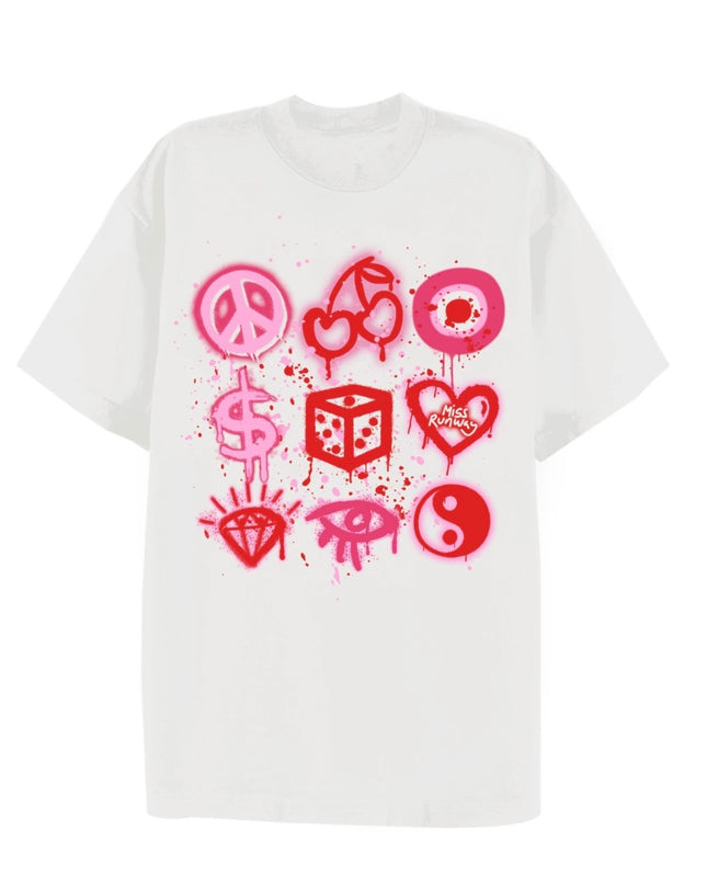 Pink Cherry, Peace Printed T-shirt Adult