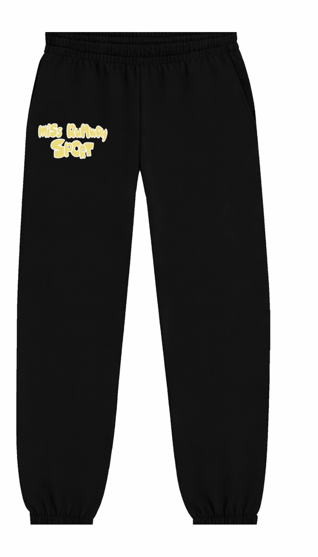 Miss Runway Sport Joggers Black/Lemon – adult printed joggers by Miss Runway