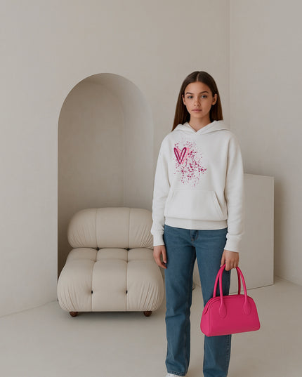 Colourful Heart Printed Hoodie