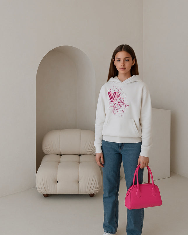 Colourful Heart Printed Hoodie