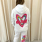 Miss Runway Multicolour Heart Graffiti Hooded Tracksuit White