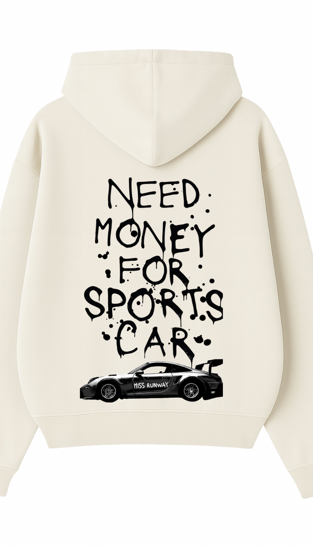 Need Money For Sports Car Black Hoodie – adult printed hoodie by Miss Runway