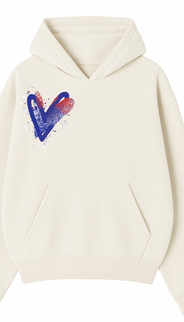 Red/Royal Scatter Heart Printed Hoodie by Miss Runway – image 2