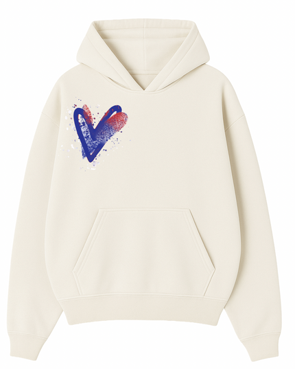 Red/Royal Scatter Heart Printed  Hoodie Kids