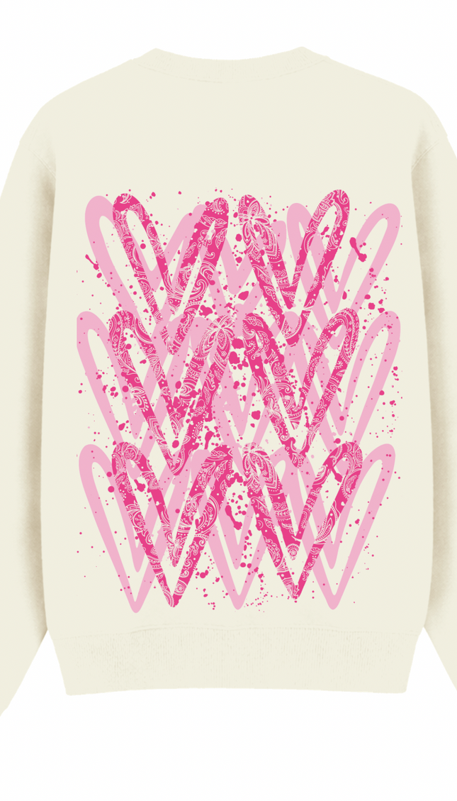 Hot Pink Paisley Heart Printed Sweatshirt – additional view