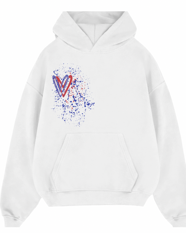 Red/Royal Paisley Heart Printed  Hoodie Kids