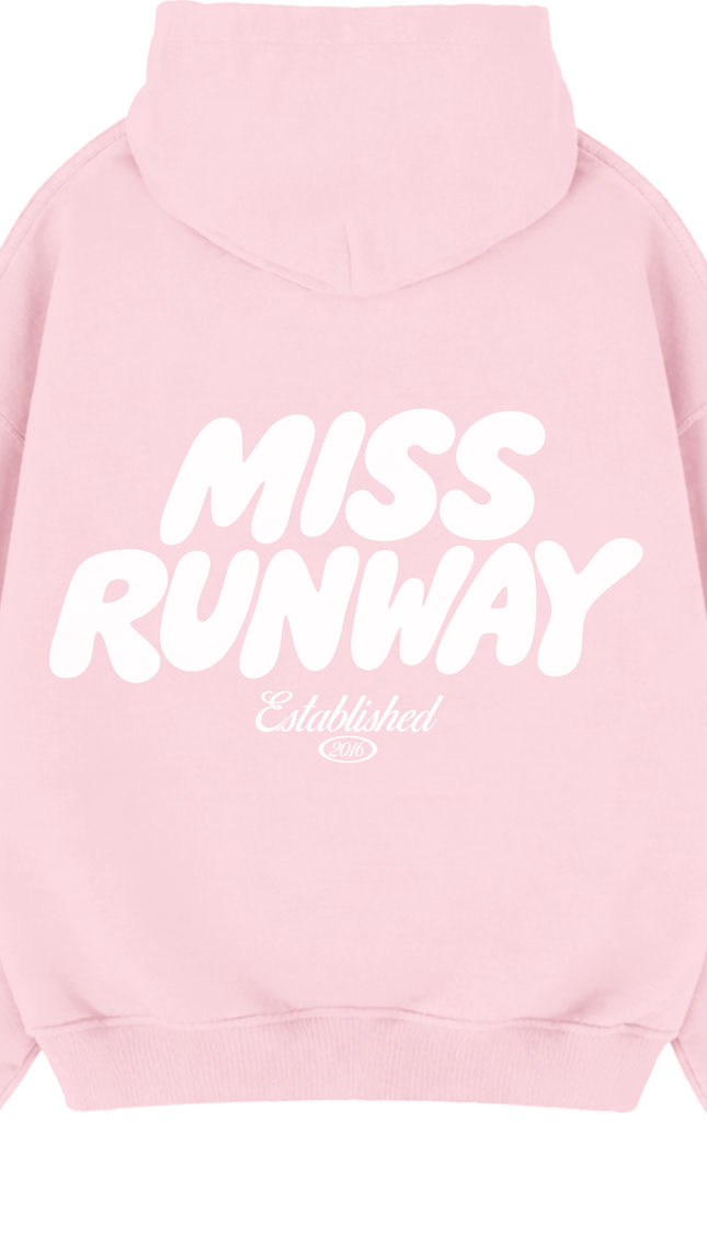 Miss Runway Established Hoodie Pink/White – adult printed hoodie by Miss Runway