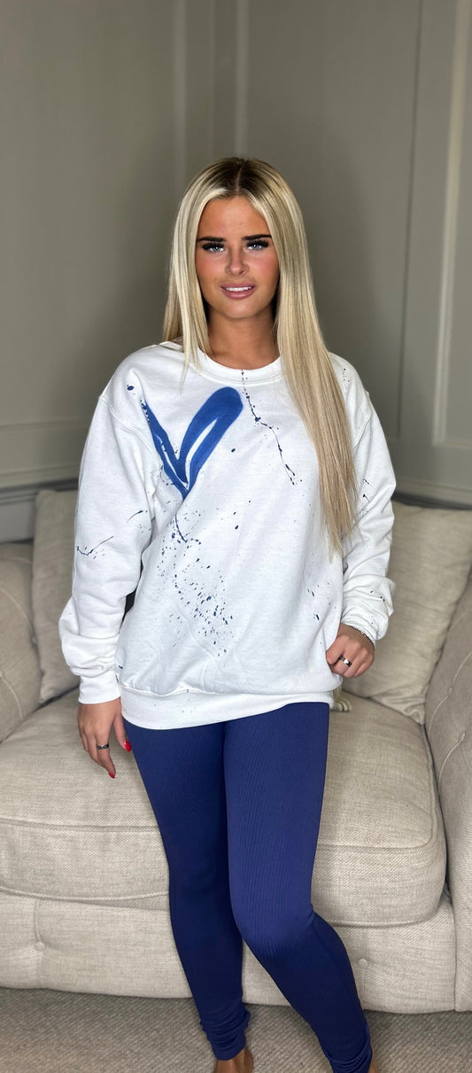 Navy Heart Sweatshirt And Legging Set