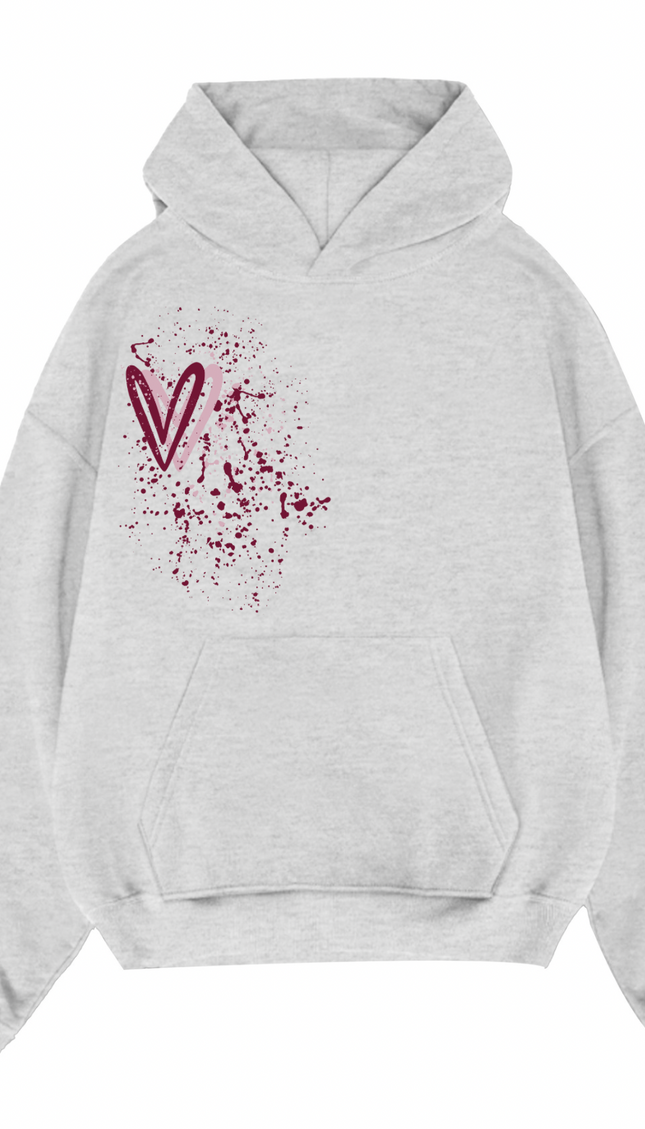 Burgundy Heart Printed Hoodie – image 6