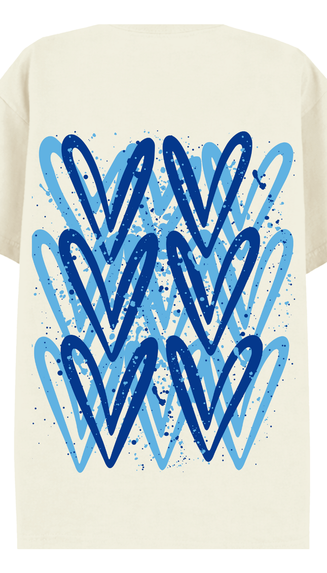Royal Blue graffiti heart T-shirt with spray paint effect print – women's T-shirt by Miss Runway