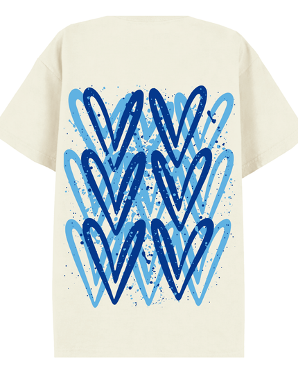 Royal Blue Heart Printed T-shirt Adult