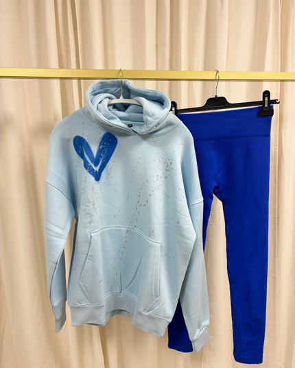 Blue Heart Spray Painted Blue Hoodie & Leggings Kids