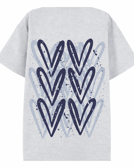Navy Heart Printed T-shirt Adult
