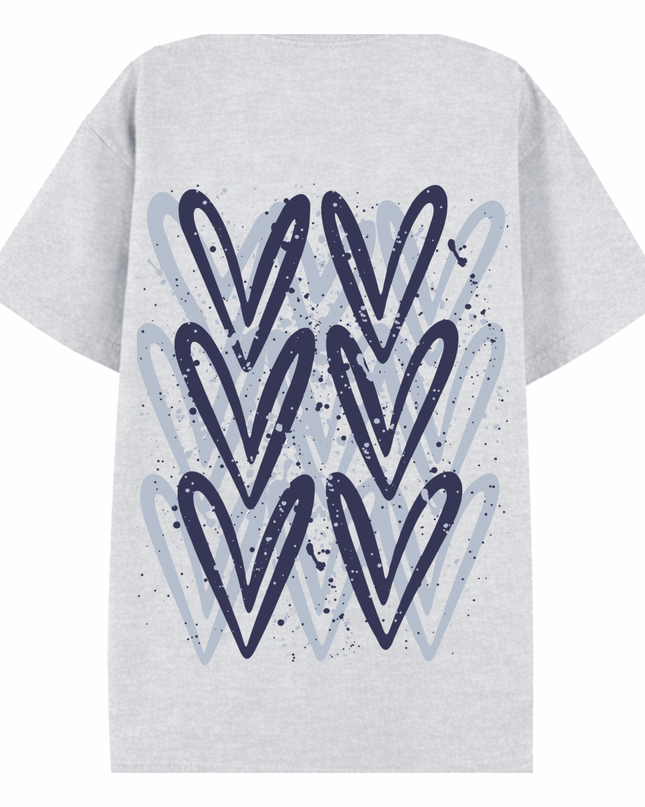 Navy Heart Printed T-shirt Adult