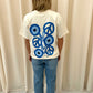 Blue Evil Eye, Peace, Heart Graffiti T shirt Cream