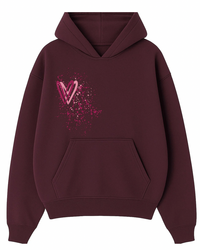 Dark Multicoloured Heart Printed Hoodie Kids