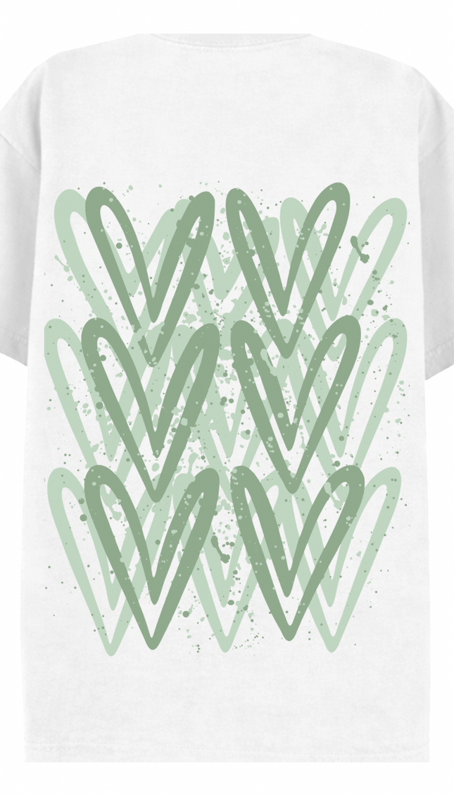 Sage Green Heart Printed T-shirt – additional view