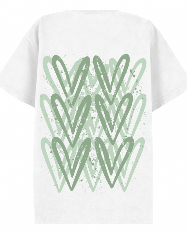 Sage Green Heart Printed T-shirt Adult