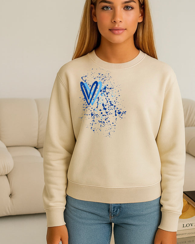 Royal Blue Heart Printed Sweatshirt