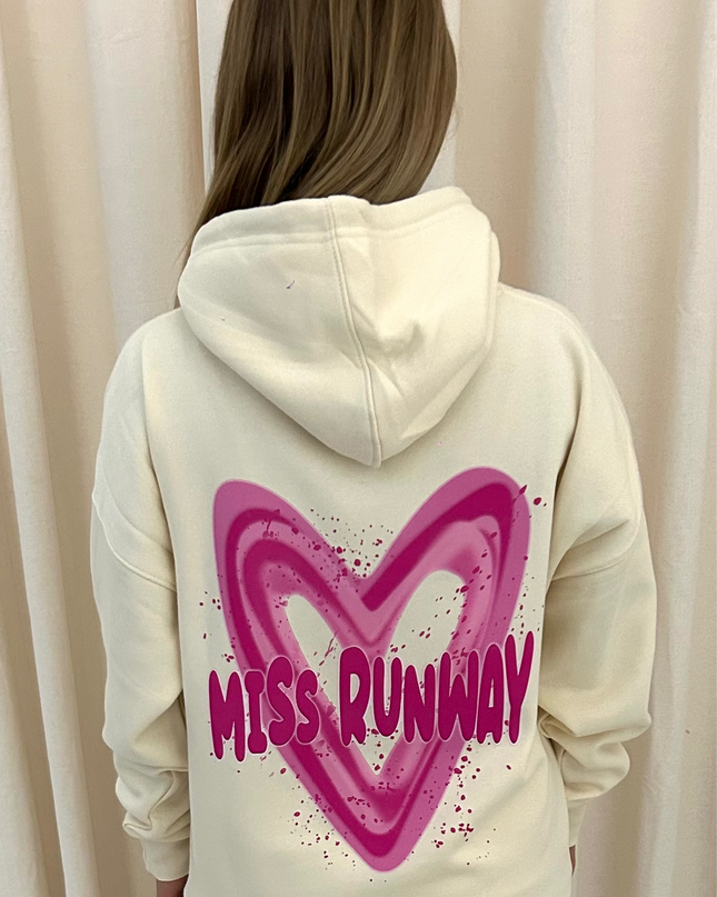 Miss Runway Pink Heart Printed Hoodie Adults