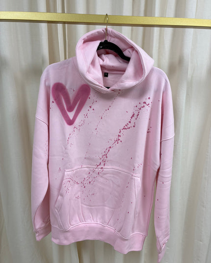 Pink Heart Spray Painted Pink Hoodie Adults