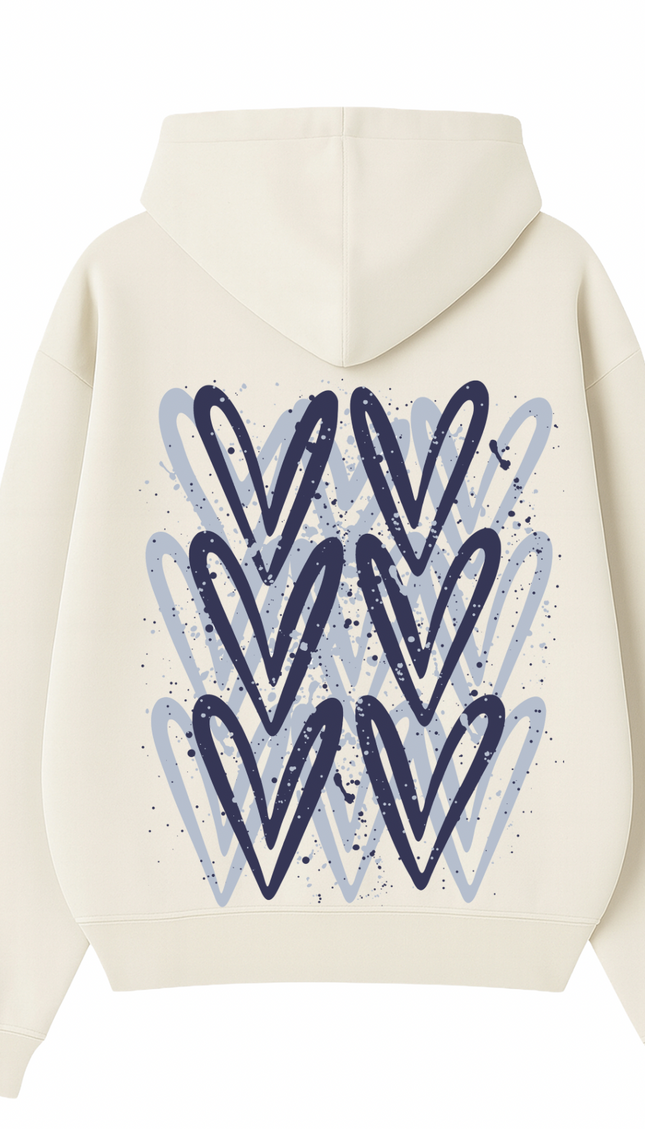 Navy Blue Heart Printed Hoodie – additional view