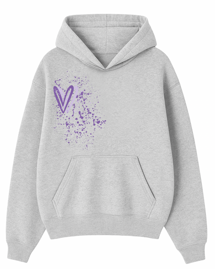 Lilac Heart Printed Hoodie Kids