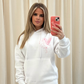 Pink Heart Graffiti Hoodie White