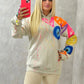 Beige Evil Eye, Peace, Heart Hoodie And Legging Set