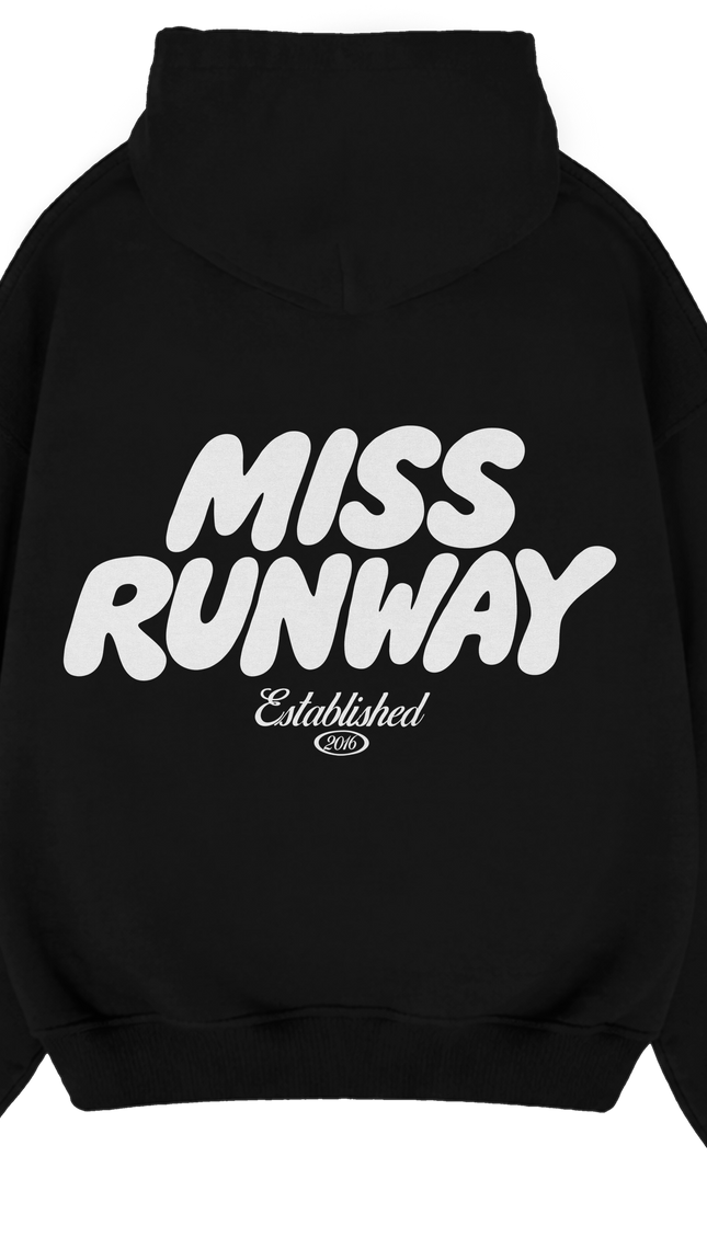 Miss Runway Established Hoodie Black/White – adult printed hoodie by Miss Runway