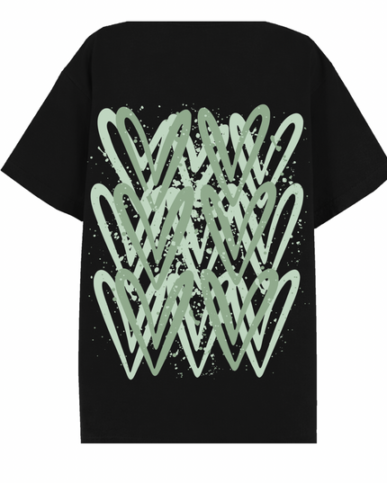 Sage Green Heart Printed T-shirt Kid